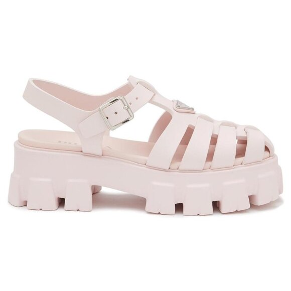 PRADA Monolith Triangular Logo Rubber Fisherman Flat Sandals Shoes Pink - Picture 2 of 16